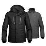 OutdoorMaster Men’s 3-in-1 Ski Jacket – Winter Jacket Set with Fleece Liner Jacket & Hooded Waterproof Shell – for Men (Black,M)