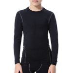 LANBAOSI Boys&Girls Long Sleeve Compression Soccer Practice T-Shirt (14, Black)