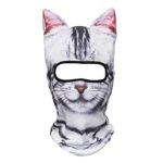JIUSY 3D Animal Ears Breathable Balaclava Face Mask for Skiing Snowboard Cycling Motorcycle Music Festivals Raves Halloween Party Summer Winter Cold Weather Outdoor Sport American Shorthair Cat MEB-05