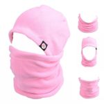 TRIWONDER Balaclava Hood Hat Thermal Fleece Face Mask Neck Warmer Full Face Cover Cap Winter Ski Mask (Pink – New Version)