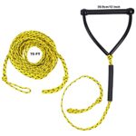 Water Sport Lines, Waterski Ropes NBR Handle 75 Foot 1- Section Boat Wakeboard Water Sports Tow Rope, Yellow & Black