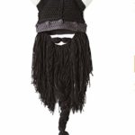 ihreesy Funny Stubble Beard Beanie Knit Hat w/Fake Beard Facemask Beard Hats Viking Horns Bearded Caps Men Women – Black