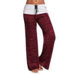 Youmymine Women Workout Out Yoga Pants Drawstring Wide Leg Pocket Fitness Sports High Waist Long Loose Pants (XXL, Pink)