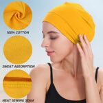 Headshion Cotton Skull Caps for Men Women,2-Pack Lightweight Beanie Sleep Hats Breathable Helmet Liner Gold & Lemon Yellow