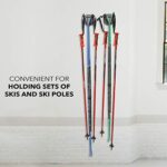 Ski Wall Mounted Rack, Holds 2 Pairs of Skis & Skiing Poles or Snowboard, for Home and Garage Storage, Wall Mounted, Heavy Duty, Rubber-Coated Hook, Set of 2 Hooks