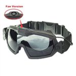 KYhao Fan Version Cooler Airsoft Glass Regulator Goggles Ski Snowboard Bike Sports (Black)
