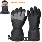 Ski Gloves, Waterproof Winter Snow Gloves with Breathable Neck Warmer for Skiing, Snowboarding, Motorcycling, Shoveling Snow, Outdoor Sports, Gifts for Men Women, Size Run Small