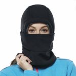 Balaclava Fleece Hood for Women Kids Thick Ski Face Mask Cold Weather Winter Warmer Windproof Adjustable Neck Protective Cycling Running Black