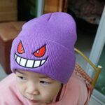 Wellcalmly Anime Beanie Beanie Knit Hats, Funny Beanie Hat Winter Skiing Slouchy Warm Cap, Soft Headwear for Men Women (Purple)