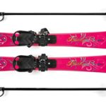 Lucky Bums Kids Beginner Snow Skis and Poles, Pink Paisley