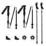 FIRESKIOR Folding Trekking Poles/Ski Poles Ultra Strong & Lightweight Aluminum, Carry Sack and Set of 4 Rubber Tips for Travel Hiking Camping Climbing Backpacking Walking Skiing