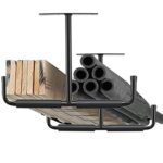 Overhead Garage Storage Hooks Rack Ceiling Mounted, Heavy Duty Utility Hooks Ladder Hanger for Hanging Hose Pipe Lumber & Other Bulky Items ( 2 Pack, Black)