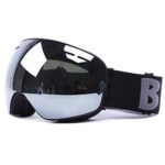 Ski Snowboard Goggles OTG Windproof Anti-fog Dustproof Impact Resistance Adjustable Detachable Frameless Spherical Lens Snow Goggles for Skiing Skating Snowmobile UV Protection-Silver