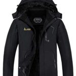 MOERDENG Men’s Waterproof Ski Jacket Warm Winter Snow Coat Mountain Windbreaker Hooded Raincoat, Black, Medium