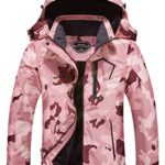 MOERDENG Women’s Waterproof Ski Jacket Warm Winter Snow Coat Mountain Windbreaker Hooded Raincoat, Rosered Camo, X-Large
