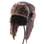Mens Winter Beanie Hat Fleece Warm Winter Hats Ski Cap Windproof Earflap Skull Cap Fishing Gifts for Men Brown