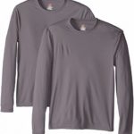 Hanes Men’s Long Sleeve Cool Dri T-Shirt UPF 50+, Large, 2 Pack ,Graphite