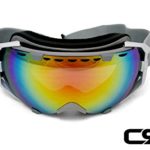 CRG Sports Anti Fog Double Lens Ski Goggles, Snow Goggles, Snowboard Goggles Grey Frame ADULT CRG105 Series (Smoke/Red)
