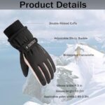 Ottsas Womens Winter Gloves Ski Gloves for Women Snow Gloves Touchscreen Waterproof Gloves Women Windproof (Black and Pink, One Size)