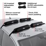 NoCry Universal Roof Rack Pads with Weather Resistant PVC Fabric, Adjustable UV-Treated Straps and Marine-Grade Buckles; Use to Carry Your Kayak, Surfboards, Snowboards, Paddleboards or Skis