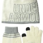 Under Armour Girls’ Beanie & Glove Combo Pack, Ivory (130)/Ivory, One Size
