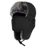 Mysuntown Unisex Winter Trooper Hat Hunting Hat Ushanka Ear Flap Chin Strap and Windproof Mask (Black)