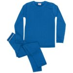 Rocky Boy’s Fleece Lined Thermal Underwear 2PC Set Long John Top and Bottom (L, Blue)