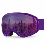 AKASO Ski Goggles, Snowboard Goggles Anti-Fog, 100% UV Protection, Double-Layer Spherical Lenses, Helmet Compatible Snow Goggles for Kids 4-8 Years Old (Purple Frame/Purple Lens (VTL 30%))