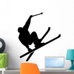 Wallmonkeys Ski Stunt Silhouette Wall Decal Peel and Stick Graphic (24 in H x 21 in W) WM367418