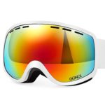 Gonex Ski Snow Goggles Anti-fog Windproof UV400 Protection with Double Spherical Lens with Goggle Case, White, Small