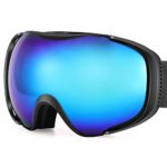 Gonex Polarized Ski Goggles Anti-fog Anti-glare Snow Goggle UV400 Protection with Oversized Double Spherical Lens for Skiing Snowboard Skate Winter Sports+ Goggle Case REVO Black Frame Blue Lens