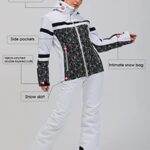 GS SNOWING Women’s Ski Jackets and Pants Set Windproof Waterproof Insulated Snowsuit Winter Warm Snowboarding Snow Coat #002Black+White L