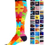 Compression Socks (1 pair) for Women & Men by A-Swift – Graduated Athletic Fit for Running, Nurses, Flight Travel, Skiing & Maternity Pregnancy – Boost Stamina & Recovery (Jigsaw, L/XL)