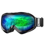 OutdoorMaster OTG Ski Goggles – Over Glasses Ski / Snowboard Goggles for Men, Women & Youth – 100% UV Protection (Black Frame + VLT 17% Grey Lens with Full REVO Green)