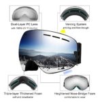 Zerhunt Ski Goggles, Snowboard Goggles Over Glasses, Anti Fog UV Protection Snow Goggles OTG Interchangeable Lens for Men Women Snowmobile, Skiing, Skating, Silver