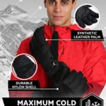 Ski & Snow Gloves – Waterproof Insulated Winter Snowboard Gloves for Skiing, Snowboarding fits Men & Women – Cold Weather Gloves w/ Wrist Leashes, Thermal Insulation & Synthetic Leather Palm