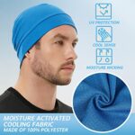 Headshion Cooling Skull Caps for Men Women,2-Pack Helmet Liner Thin Lightweight Beanie for Cycling Black & Royal