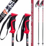 Zipline Ski Poles Carbon Composite Graphite Lollipop U.S. Ski Team Official Ski Pole – Choose from 6 Color and 9 Size (Cherry Red, 48 in. / 122 cm)