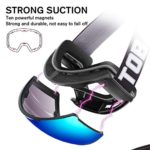 ToBa OTG Ski Goggles, Snowboard Goggles Interchangeable Lenses Anti-Fog and UV 400 Protection, Helmet Compatible, Snow Goggles for Men & Women – Black Frame REVO Blue Lens VLT 17%