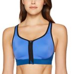 Champion Women’s Absolute Zip Sports Bra, Steel Blue/Winter River Tie/Black, X-Small