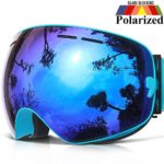 COPOZZ Ski Goggles, G1 OTG Snowboard Snow Goggles for Men Women Youth Anti-Fog UV Protection, Polarized Lens Available (G1Polarized Ski Goggles Blue Frame/Blue Lens (VLT 24.5%), G1 Ski Goggles)