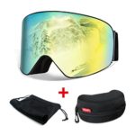 HAMSWAN Ski Goggles, Ski Snowboard Snow Goggles Anti-fog OTG UV400 Protection Detachable Double Lens for Winter Outdoor Sports (Gold-Plating)