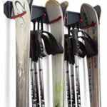 Wall Mounted Storage Rack Organizer for Skis and Poles – Heavy Duty Horizontal Wall Ski Rack Storage with Metal Frame and Padded Hooks – Indoors | Outdoors Premium Wall Storage Ski (Large)