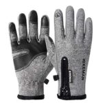 XGao Men’s Ski Gloves,Men Silicone Snow Glove Winter Waterproof Windproof Snowboard Skiing Warm Cold Weather Women Gloves with Zipper Soft Fleece Lining for Cycling Hiking Outdoor (Gray M)