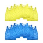 Nylon Mesh Scrimmage Team Practice Vests Pinnies Jerseys for Children Youth Sports Basketball, Soccer, Football, Volleyball (12 Jerseys)