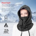 Balaclava Hood Scarf+Neck Warmer Suit, Balaclava Face and Neck Mask Suitable for Men Women Winter Shopping,Hiking,Cycling,Camping,Child to School,Picking Up Children,Commuting,Skiing Grey Black