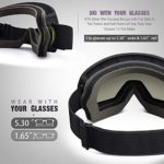 OutdoorMaster OTG Ski Goggles – Over Glasses Ski/Snowboard Goggles for Men, Women & Youth – 100% UV Protection (Black Frame + VLT 15.4% Blue Lens)