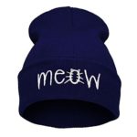 Emerayo Women Hat,Winter Knitting Meow Beanie Hat and Snapback Men and Women Hiphop Cap NY,Women’s Skiing Clothing,Navy