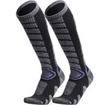 WEIERYA Ski Socks 2 Pairs Pack for Skiing, Snowboarding, Cold Weather, Winter Performance Socks Grey Large