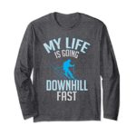 Unisex My Life Is Going Downhill Fast Funny Winter Ski Long Sleeve XL: Dark Heather